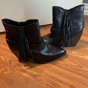 Gianni Bini Black Fringe Ankle Boots